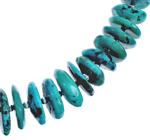 Southwestern Sterling Silver And Turquoise Wheel Bead Necklace BX119546